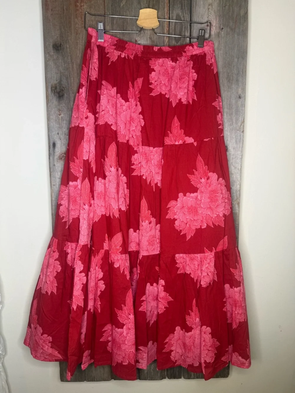 NWT Mille Anthropologie Paola Ruffle Maxi Skirt in Red Floral size Small - Picture 6 of 13